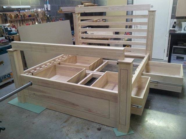 Double Wooden Bed with Storage Woodworking Project — Top 